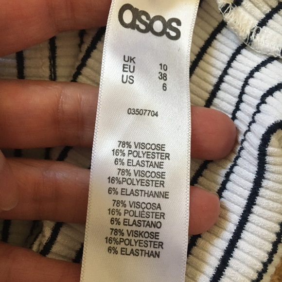 ASOS striped off shoulder crop top size 6 - Picture 4 of 5